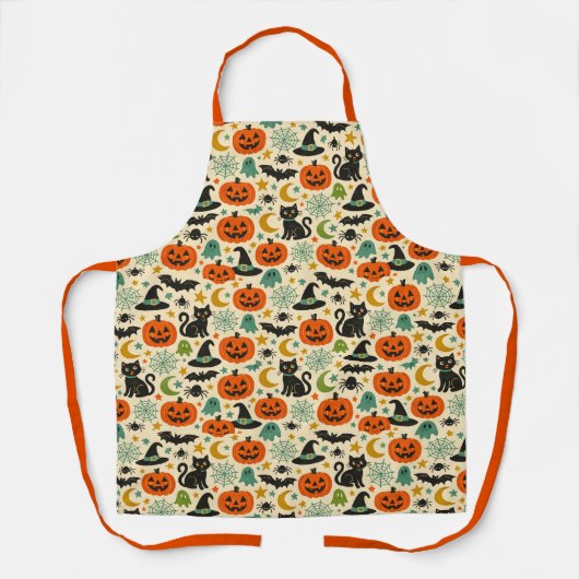 Retro Jack O Lanterns Halloween エプロン (正面)