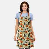 Retro Jack O Lanterns Halloween エプロン (着用した状態)
