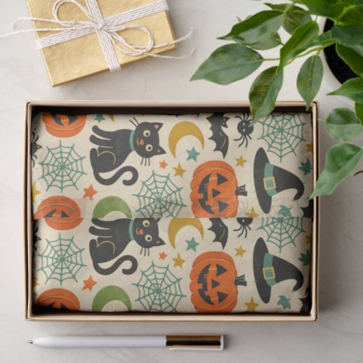 Retro Jack O Lanterns Halloween 薄葉紙 (ギフト)