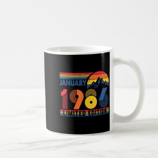 Retro January 1986 Limited Edition 40 Year Old 40t コーヒーマグカップ (右)