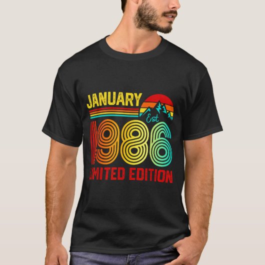 Retro January 1986 Limited Edition 40-year-old 40t Tシャツ (正面)