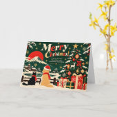 Retro Japanese Christmas Card with Mount Fuji カード (黄色い花)