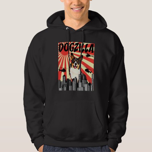 Retro Japanese Dogzilla Cardigan Welsh Corgi パーカ (正面)