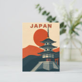 Retro Japanese Shrine Pagoda Travel ポストカード (スタンド正面)