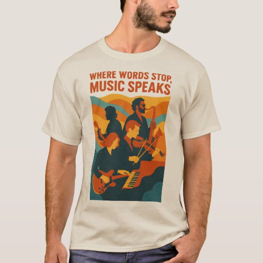 Retro Jazz Band Art Print Tシャツ (正面)
