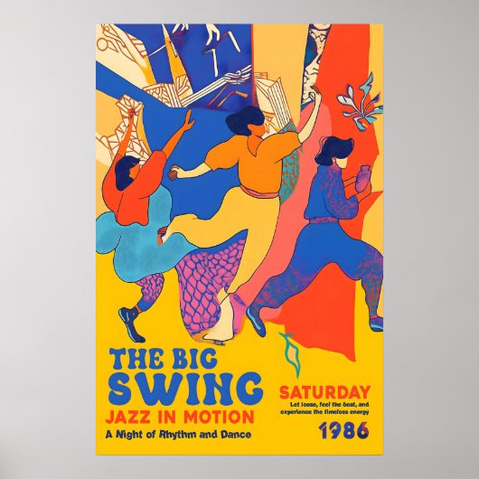 Retro Jazz Dance Art Print 1986 'The Big Swing' ポスター (正面)