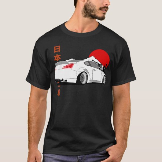 Retro JDM Sports Car Illustration Minimal Japanese Tシャツ (正面)