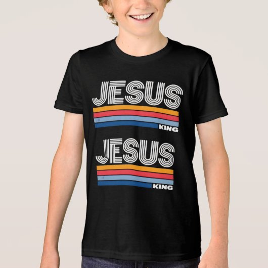 Retro jesus king christian トライブレンドTシャツ (正面)