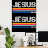 Retro jesus king christian ポスター (ホームオフィス)