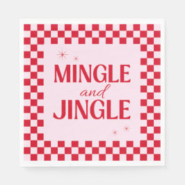 Retro Jingle And Mingle Christmas Checkerboard Red スタンダードランチョンナプキン