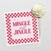 Retro Jingle And Mingle Christmas Checkerboard Red スタンダードランチョンナプキン