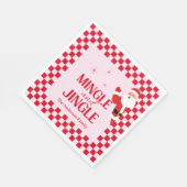 Retro Jingle And Mingle Christmas Checkerboard Red スタンダードランチョンナプキン (角)