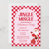 Retro Jingle And Mingle Christmas Checkerboard Red 招待状 (正面)