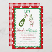 Retro Jingle and Mingle Holiday Cocktail Party 招待状 (正面/裏面)