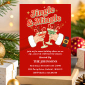 Retro Jingle & Mingle Editable Christmas Party 招待状