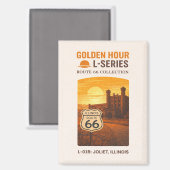 Retro Joliet Illinois Route 66 Landmark Art マグネット (正面/裏面)