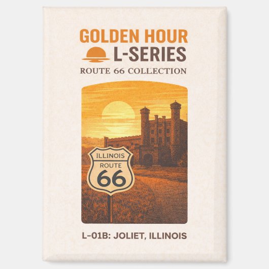Retro Joliet Illinois Route 66 Landmark Art マグネット (正面)