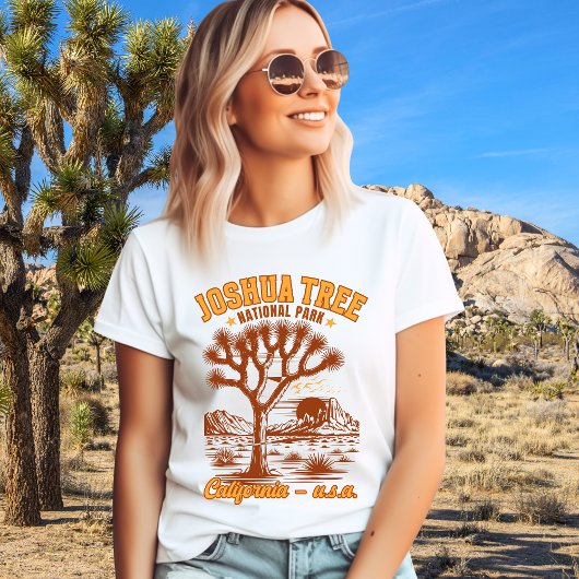 Retro Joshua Tree Illustration in Ochre Red トライブレンドＴシャツ