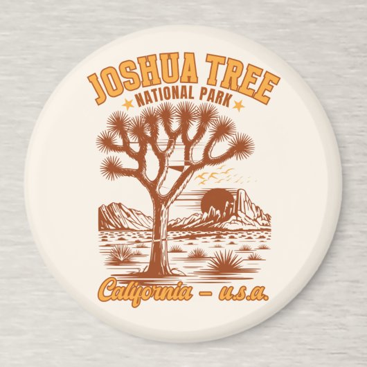 Retro Joshua Tree Illustration in Ochre Red マグネット