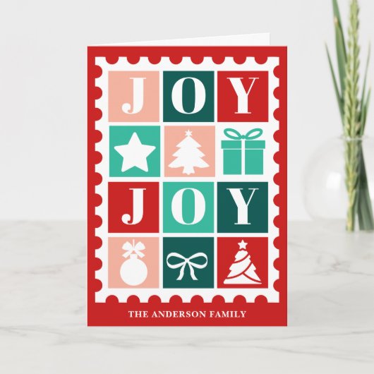 Retro Joy Christmas Postage Stamp シーズンカード (正面)