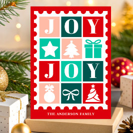 Retro Joy Christmas Postage Stamp シーズンカード
