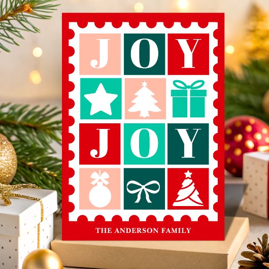 Retro Joy Christmas Postage Stamp シーズンカード