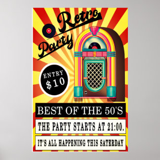  retro jukebox rock and roll swing rockabilly jive ポスター