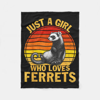 Retro Just A Girl Who Loves Ferrets Ferret Lover  フリースブランケット