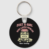 Retro "Just a Girl Who Loves Pickles" Jar Art Fun  キーホルダー (正面)