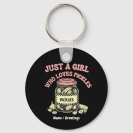 Retro "Just a Girl Who Loves Pickles" Jar Art Fun  キーホルダー