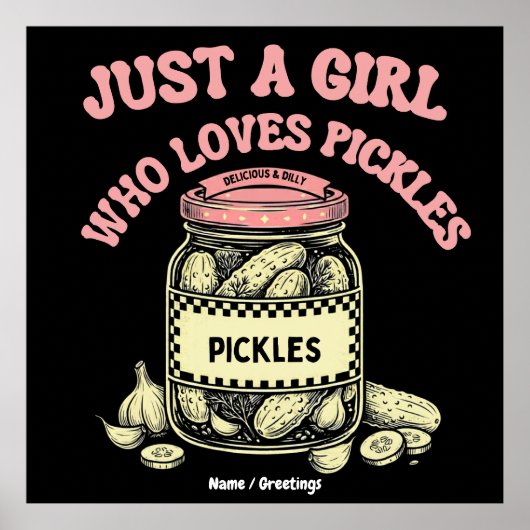 Retro "Just a Girl Who Loves Pickles" Jar Art Fun  ポスター (正面)