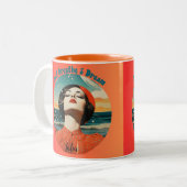 Retro Just Breathe & Dream Orange coffee mug ツートーンマグカップ (正面左)