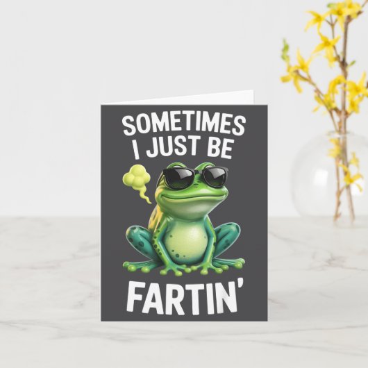 Retro Just Sometimes Fartin I Frog カード (黄色い花)