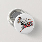 Retro Karate Martial Arts Fighter High Kick Button 缶バッジ (正面&裏面)