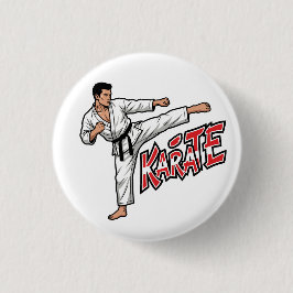 Retro Karate Martial Arts Fighter High Kick Button 缶バッジ
