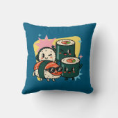 Retro Kawaii Sushi Cute Japanese Food クッション (裏面)