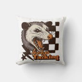 Retro Keep Talking Feral Possum: Angry Wild Animal クッション (正面)
