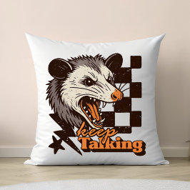 Retro Keep Talking Feral Possum: Angry Wild Animal クッション