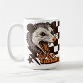 Retro Keep Talking Feral Possum: Angry Wild Animal コーヒーマグカップ (左)