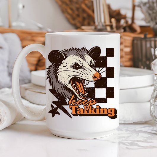 Retro Keep Talking Feral Possum: Angry Wild Animal コーヒーマグカップ