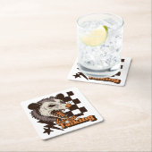 Retro Keep Talking Feral Possum: Angry Wild Animal スクエアペーパーコースター (インサイチュ)