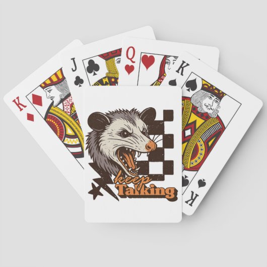 Retro Keep Talking Feral Possum: Angry Wild Animal トランプ (裏面)