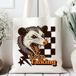 Retro Keep Talking Feral Possum: Angry Wild Animal トートバッグ