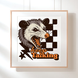Retro Keep Talking Feral Possum: Angry Wild Animal ポスター