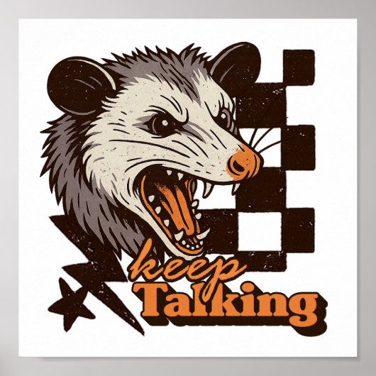 Retro Keep Talking Feral Possum: Angry Wild Animal ポスター (正面)