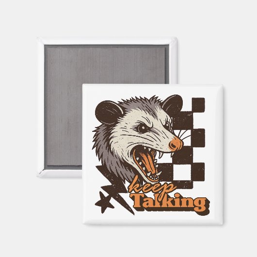 Retro Keep Talking Feral Possum: Angry Wild Animal マグネット (正面/裏面)