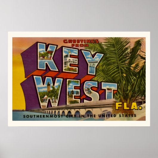 Retro Key West Florida 20x30 Postcard Print ポスター (正面)
