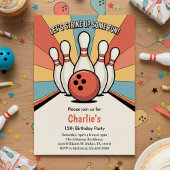 Retro Kids Bowling Birthday Party 招待状