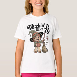 Retro Kids Halloween 70s Cute Witch  Tee Tシャツ