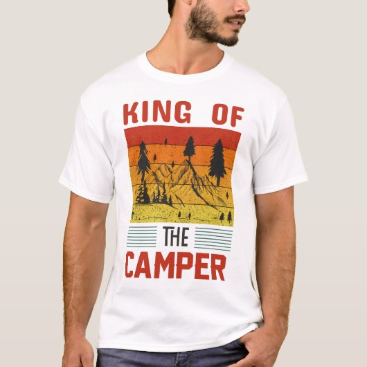 Retro King of the Camper Camping Tee Tシャツ (正面)